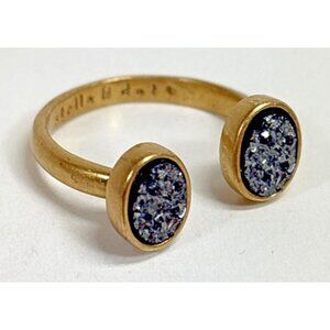 Stella and Dot Relic Ring Adjustable Gold Tone Black Element Dainty Classic